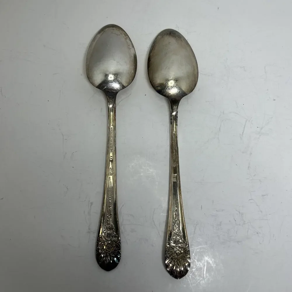 Wm Rogers 1953 Silverplate JUBLILEE Flatware 8.5” Serving Spoons Set Of 2